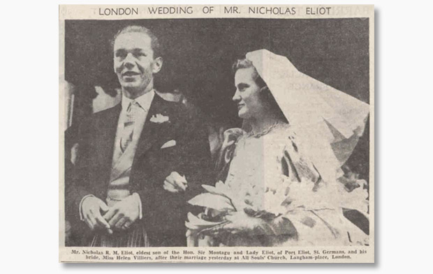 Wedding of Lord Eliot and Helen Mary Villiers, Western Morning News (1939)