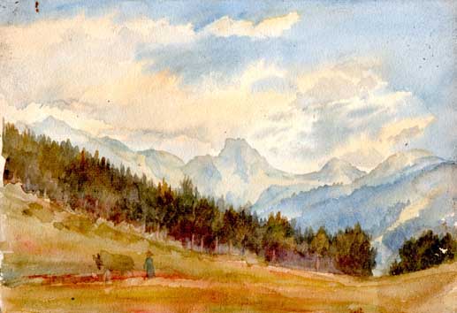 Col. St. Martin Vesubie, Watercolour by EVJ (September 1921)