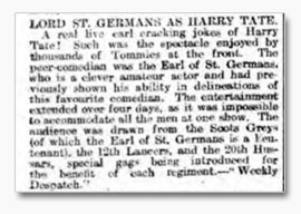 Earl of St. Germans as Harry Tate (Cheltenham Chronicle, 23 Jan 1915)