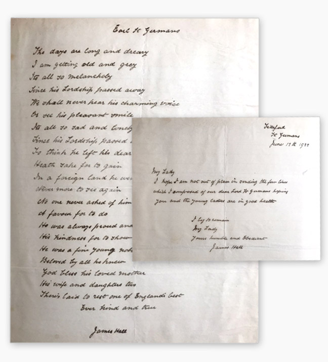 Orignal Letter and Poem by James Hall of Tideford, 1922 (Lord Herbert's Collection)