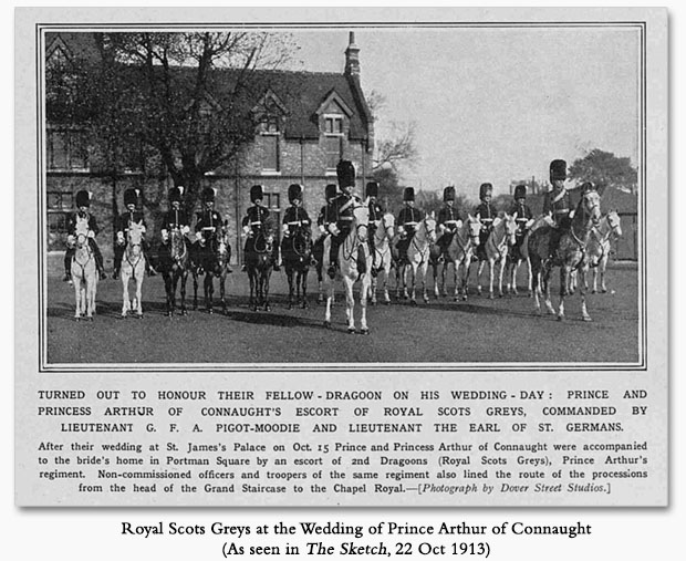 Earl St. Germans and Royal Scots Greys at Wedding of Prince Arthur of Connaught (The Sketch, 22 Oct 1913)